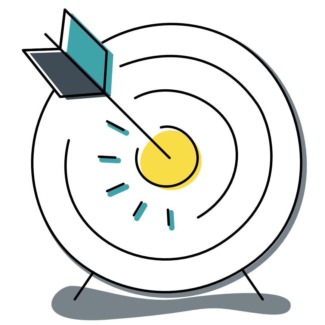 Un dessin à la main représentant un cible qui symbolise les objectifs